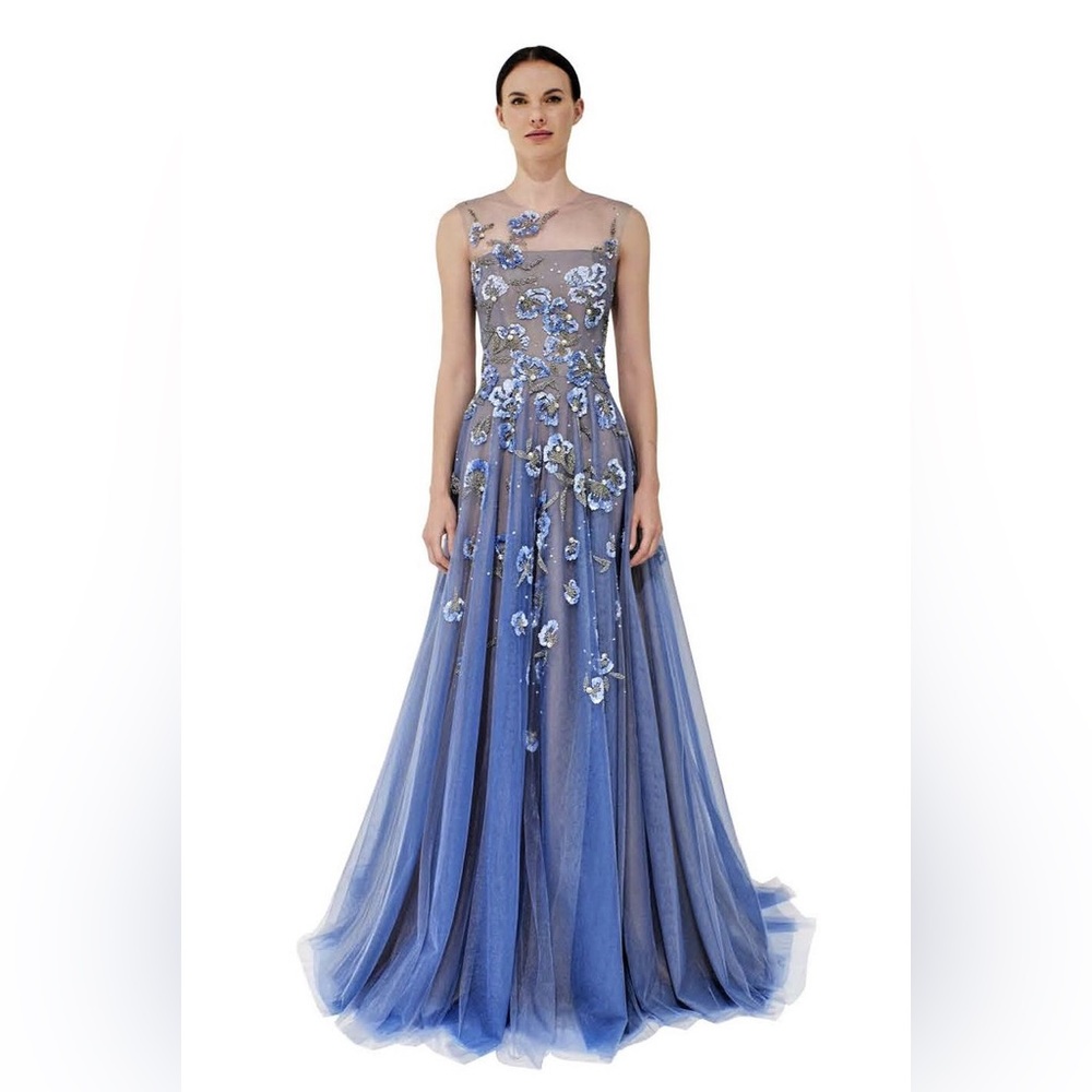 REEM ACRA
Embroidered Floral Tulle Gown 12